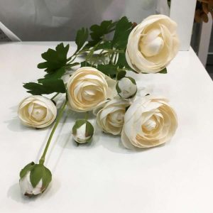 Blomst Rose 5Roser 3Knopper Hvit 87Cm