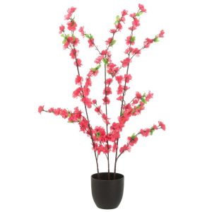 RED PEACH BLOSSOM POT ARTIFICIAL RED