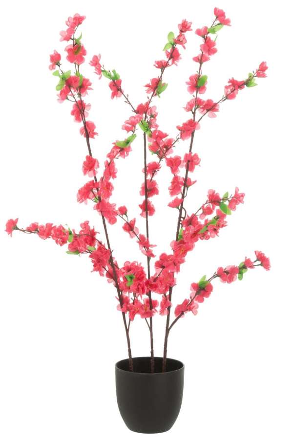 RED PEACH BLOSSOM POT ARTIFICIAL RED