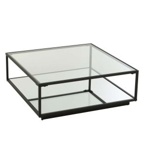 COFFEE TABLE IRON/GLASS BLACK LARGE