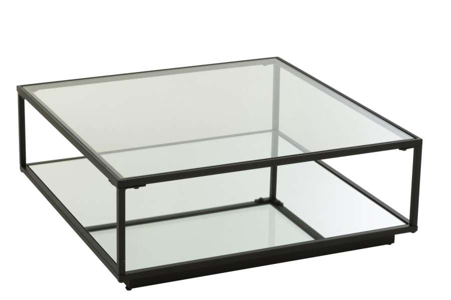 COFFEE TABLE IRON/GLASS BLACK LARGE