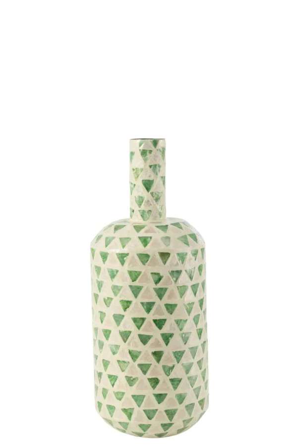 VASE NUYE DROP SHELLS/PAPER GREEN