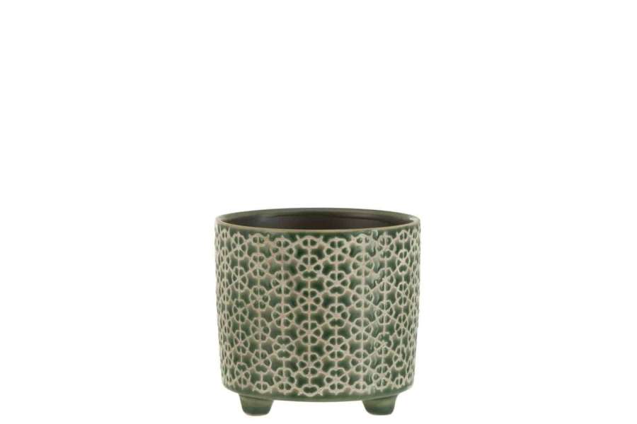 FLOWERPOT FLOWER CERAMIC GREEN SMALL