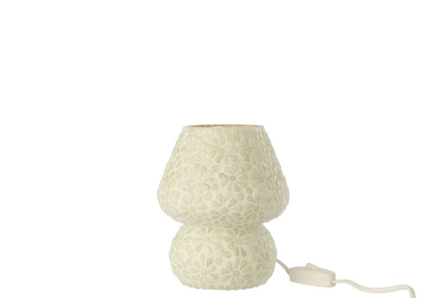 TABLE LAMP MOSAIC GLASS WHITE/LIGHT GREEN SMALL