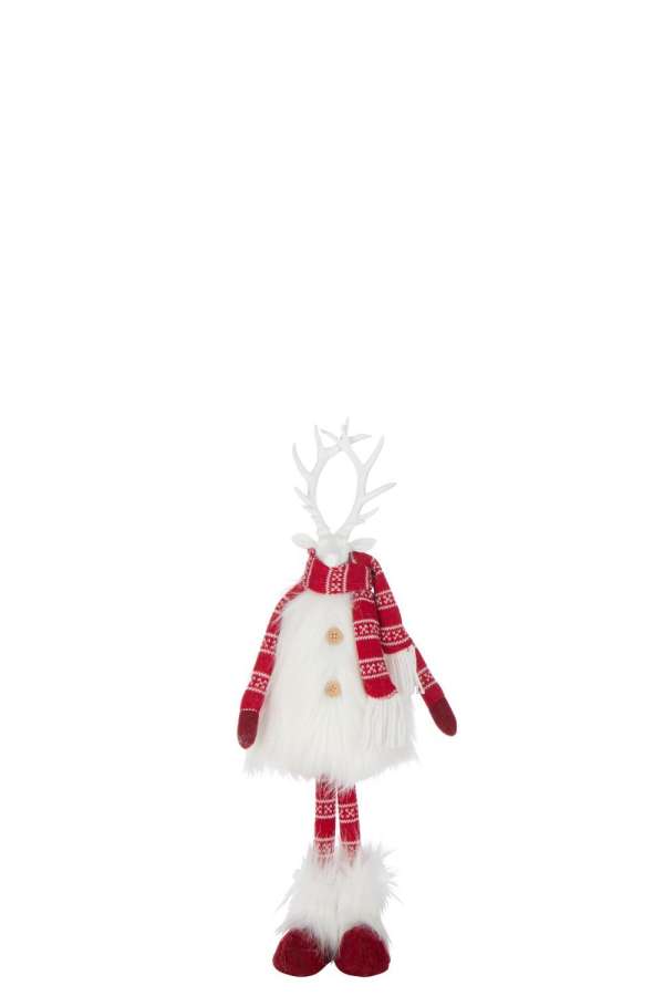 DEER FUR+SCARF POLYESTER WHITE/CHRISTMAS RED SMALL