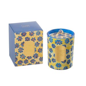SCENTED CANDLE FLOWERS BLUE/YELLOW LARGE-70 HOURS