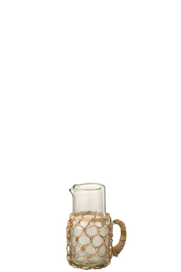 CARAFE KNITTING HANDLE GLASS/CANE TRANSPARENT SMALL