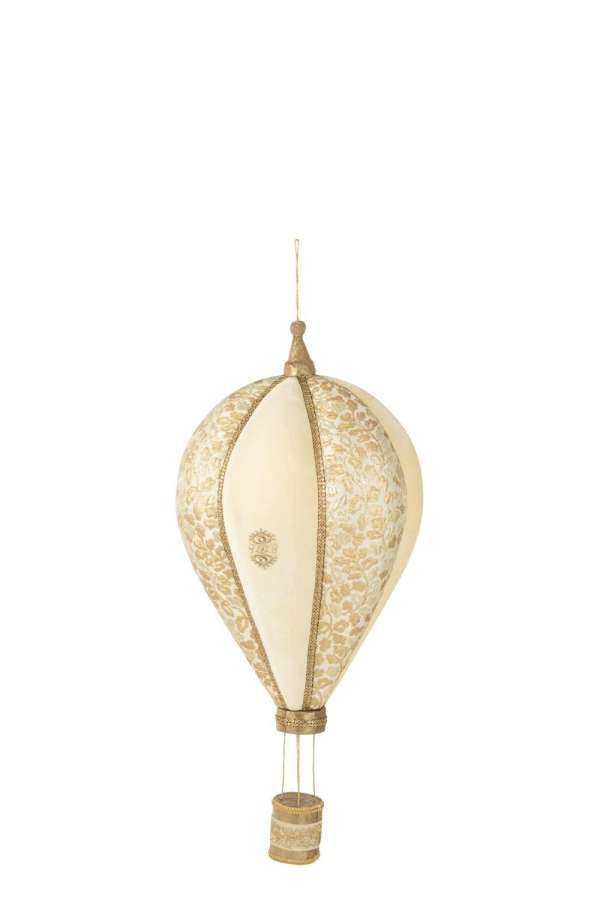 HOT AIR BALLOON HANGING POLYFOAM/TEXTILE WHITE/GOLD MEDIUM