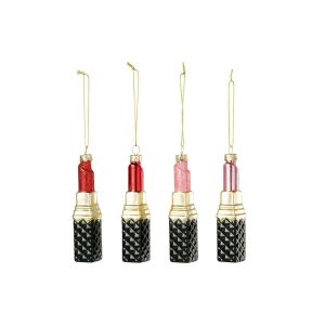 HANGER LIPSTICK GLASS RED/PINK ASSORTMENT OF 4