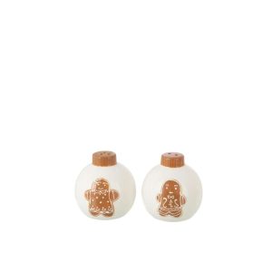 SALT & PEPPER CHRISTMAS BALL ROUND DOLOMITE WHITE/CARAMEL