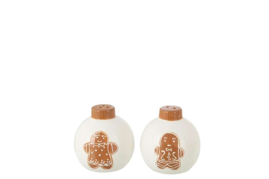 SALT & PEPPER CHRISTMAS BALL ROUND DOLOMITE WHITE/CARAMEL