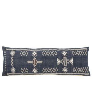 CUSHION RECTANGLE ETHNIC PATTERNS COTTON DARK BLUE/WHITE