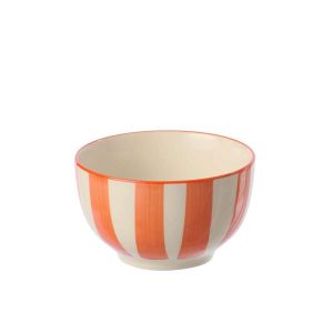 BOWL STRIPED STONEWARE ORANGE/WHITE