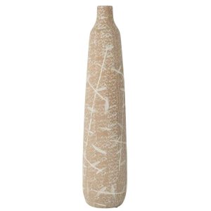 VASE DUNE NARROW STONEWARE BEIGE/WHITE LARGE