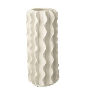 VASE 	HELIX CYLINDER CERAMIC WHITE