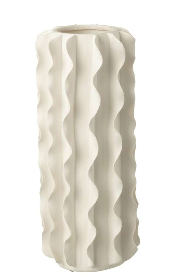 VASE 	HELIX CYLINDER CERAMIC WHITE