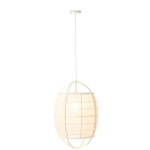 HANGING LAMP ION LINEN/BAMBOO WHITE SMALL