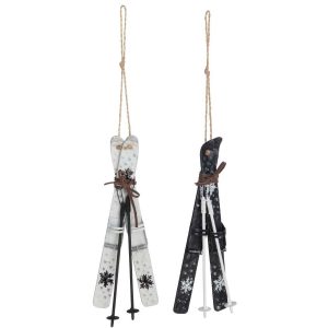 HANGERS SKIS METAL BLACK/WHITE ASSORTMENT OF 2