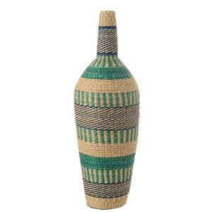 VASE NINON STRIPES SEAGRASS NATURAL/AZURE/DARK BLUE