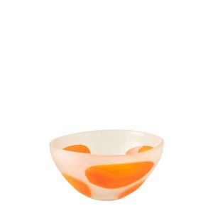 DECORATIVE BOWL DOTS GLASS DARK ORANGE/TRANSPARENT