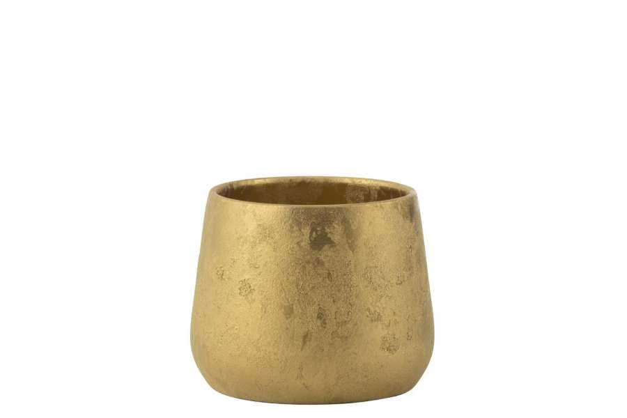 FLOWERPOT ROUND CERAMIC GOLD LARGE