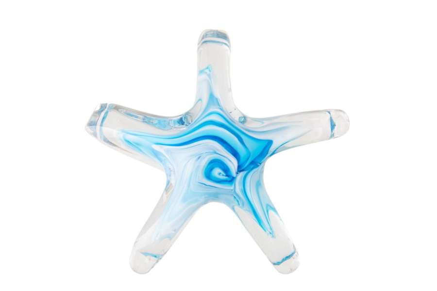 PAPERWEIGHT SEASTAR GLASS LIGHT BLUE