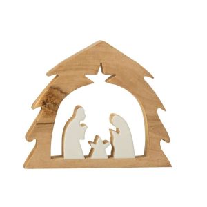 NATIVITY IN TREE MANGO WOOD WHITE/NATURAL LARGE