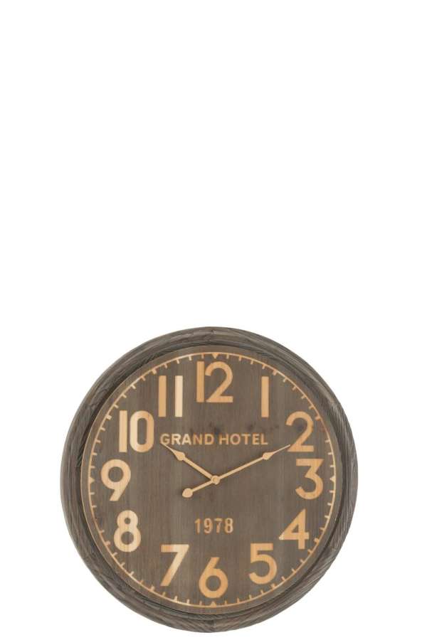 WALL CLOCK GRAND HOTEL MDF DARK NATURAL SMALL