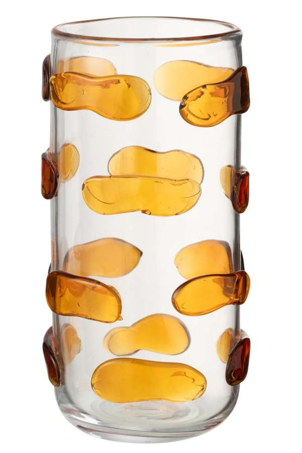 VASE PEBBLES GLASS AMBER/TRANSPARENT LARGE