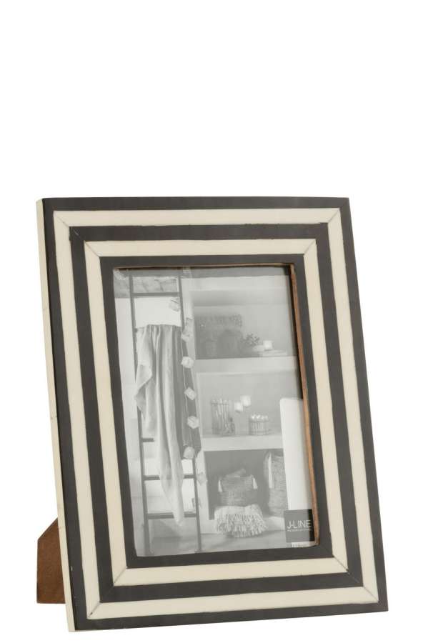 PHOTOFRAME RECTANGLE FLAT LINES RESIN BLACK/WHITE LARGE