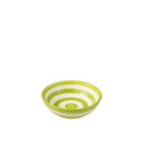BOWL GRANADA STRIPES LOW CERAMIC WHITE/GREEN SMALL