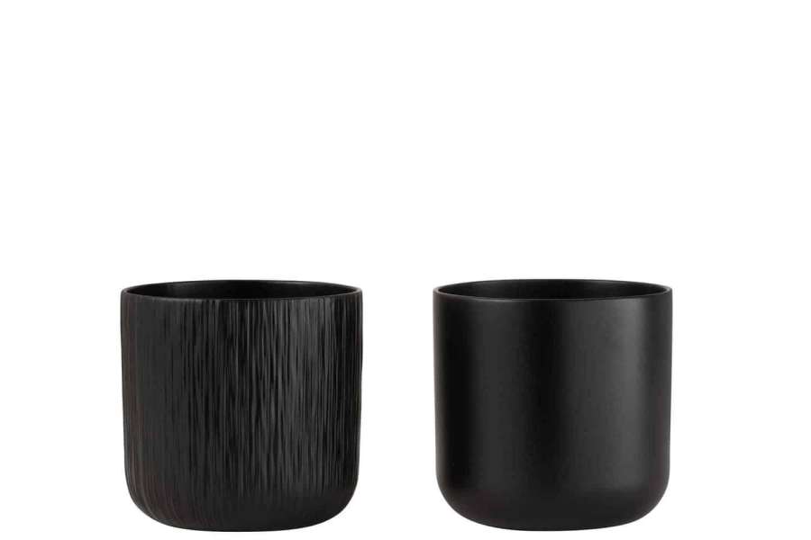 FLOWERPOT GEN CERAMIC BLACK LARGE ASSORTMENT OF 2