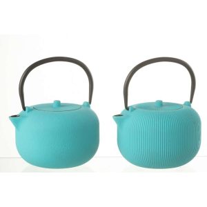 BOX OF 1 TEA POT METAL BLUE ASSORTMENT 2