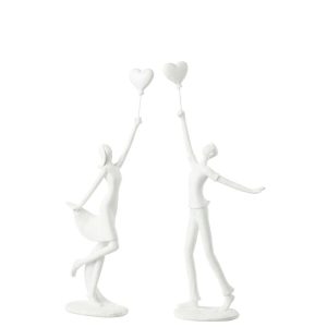 LADY AND MAN HEART BALLOON POLY WHITE ASSORTMENT OF 2