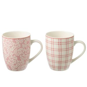 BOX OF 2 MUG CERAMICS PINK