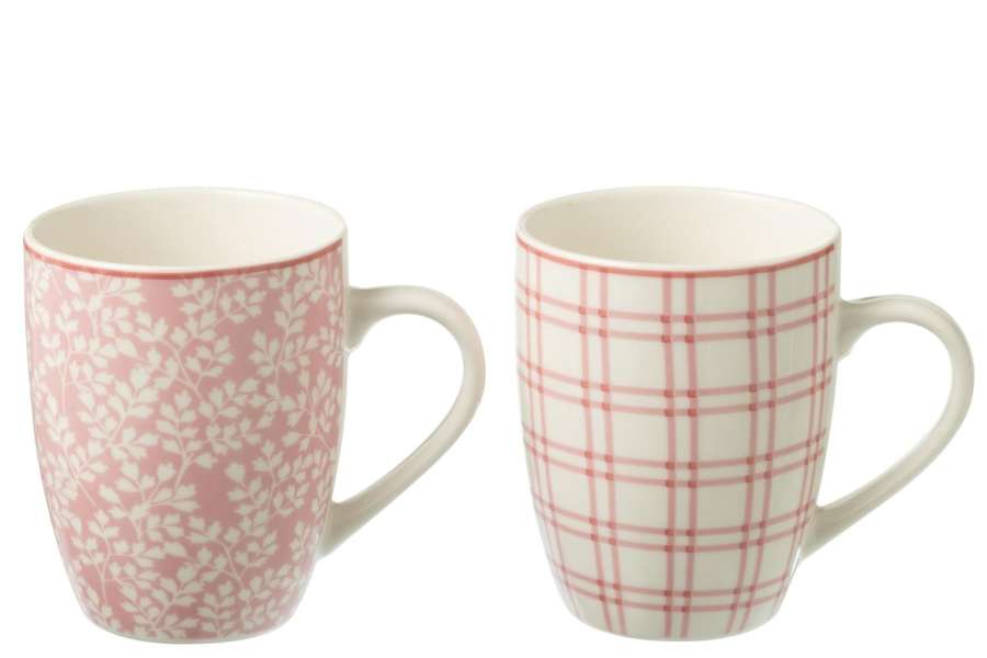 BOX OF 2 MUG CERAMICS PINK