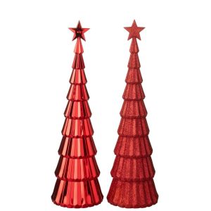 TREE +  STAR PLASTIC CHRISTMAS RED ASSORTMENT OF 2