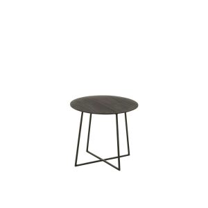 COFFEE TABLE ROUND TEAK WOOD/METAL BLACK