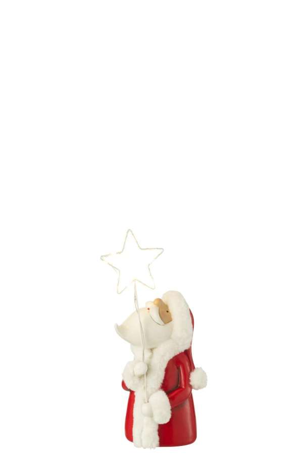 SANTA LED STAR RESIN WHITE/RED SMALL
