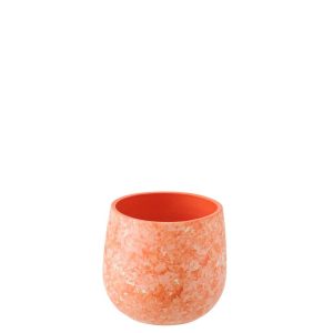 FLOWERPOT CERAMIC ORANGE/WHITE SMALL