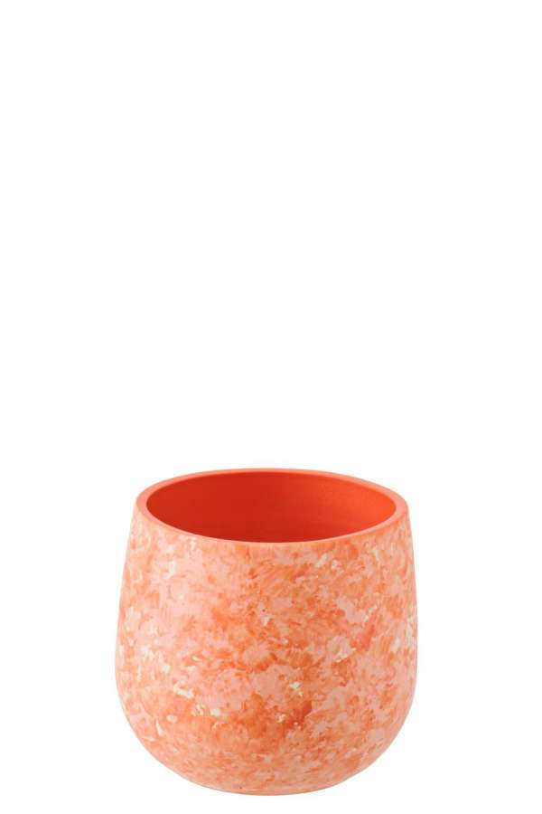 FLOWERPOT CERAMIC ORANGE/WHITE SMALL
