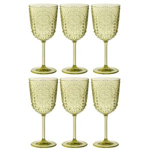 BOX OF 6 WINE GLASS PLASTIC GREEN
