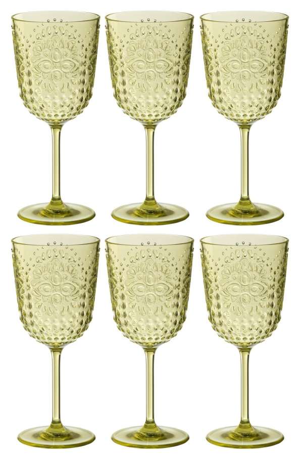BOX OF 6 WINE GLASS PLASTIC GREEN