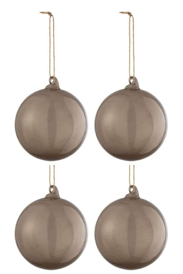 BOX OF 4 CHRISTMAS BAUBLES REGULAR TRANSPARENT GREY LARGE