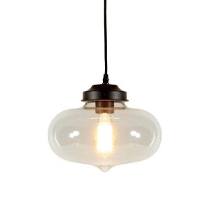 Lampe tak oval klart glass 28x23cm