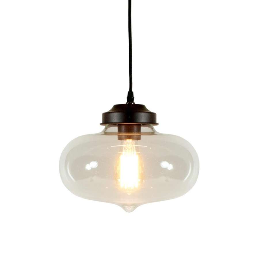 Lampe tak oval klart glass 28x23cm