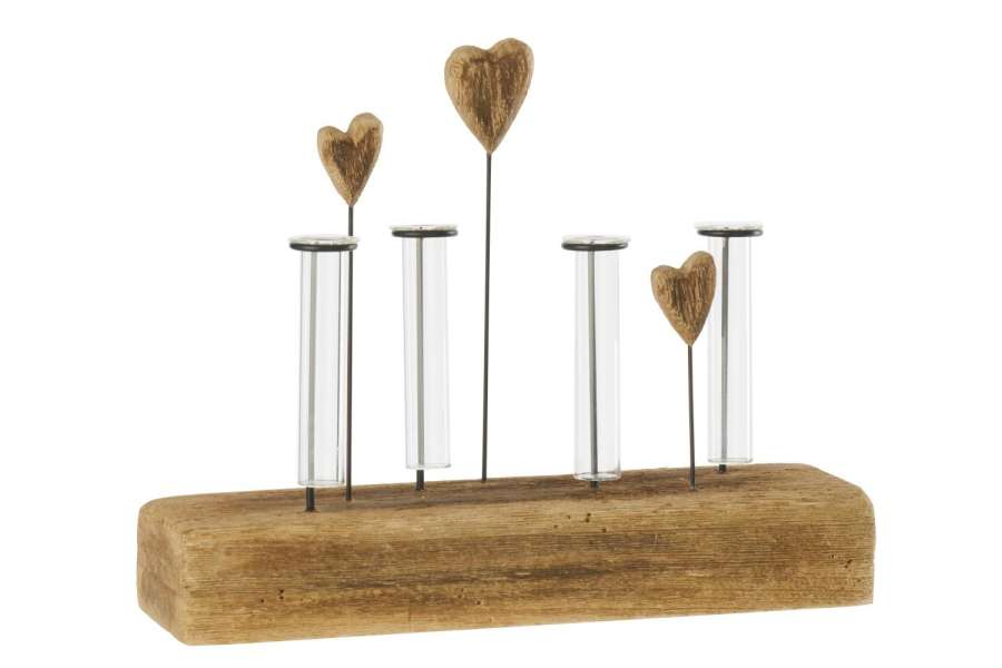 VASE 4 TUBES PAULOWNIA WOOD NATURAL