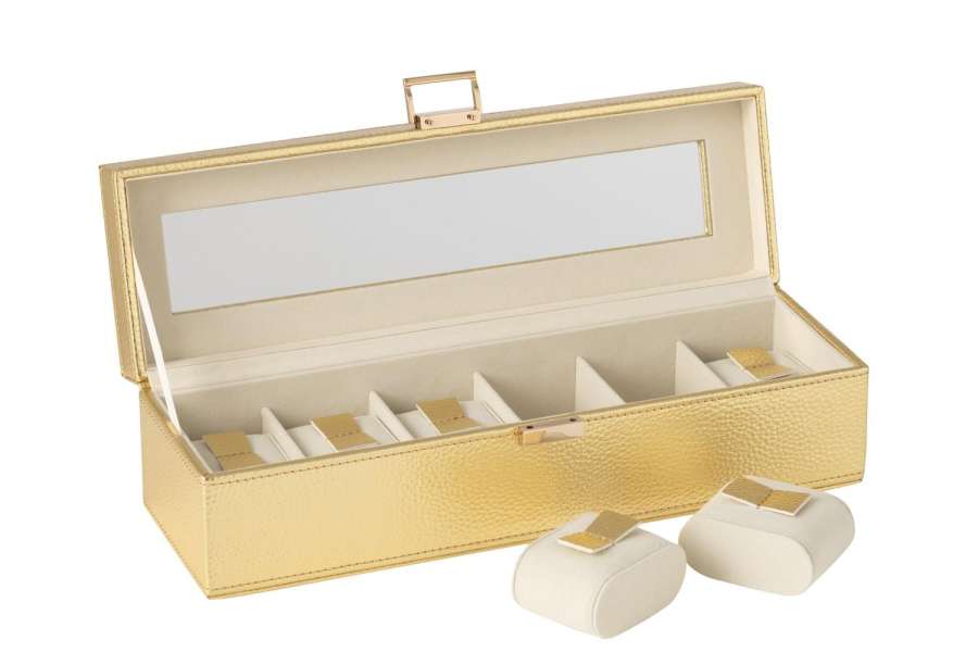 SWATCH BOX 6 COMPARTMENTS ARTIFICIAL LEATHER GOLD