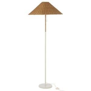 FLOOR LAMP METAL/RATTAN WHITE/NATURAL