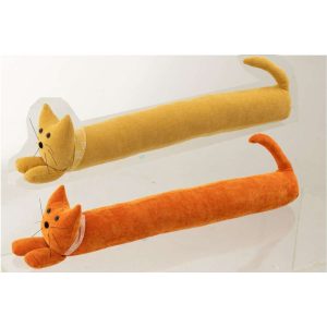 DRAUGHT EXCLUDER CAT + SCARF POLYESTER WARM YELLOW/DARK ORANGE ASSORTMENT OF 2
